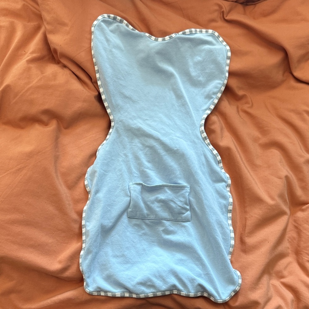 Love to Dream Blue Swaddle with Striped Trim - Picture 3 of 3